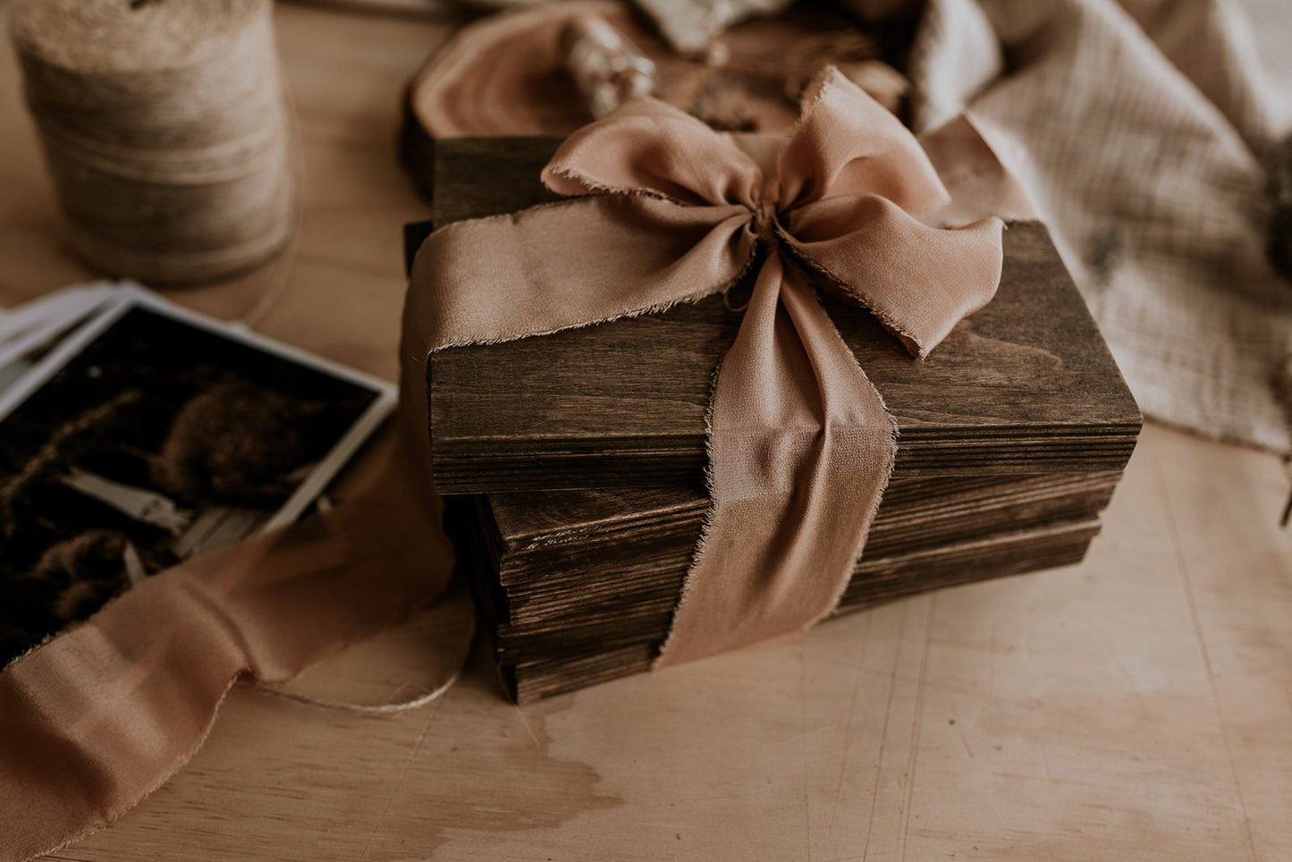 Slim Wooden Photo Box with Engraving - Bespoke Gift Boxes