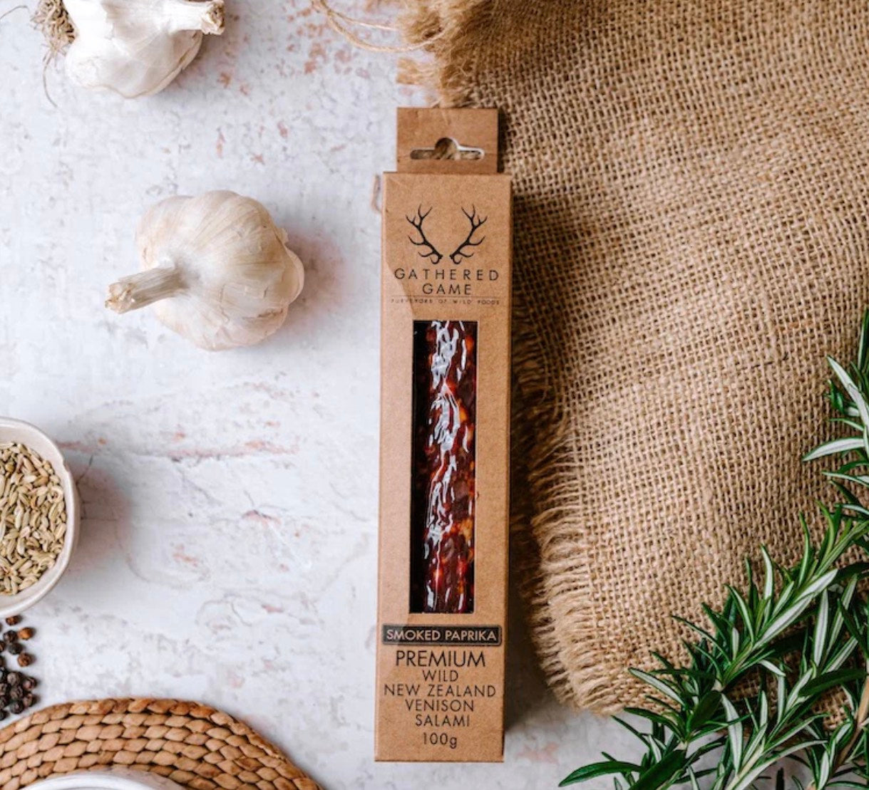 Gathered Game | Wild Venison Salami Long Box