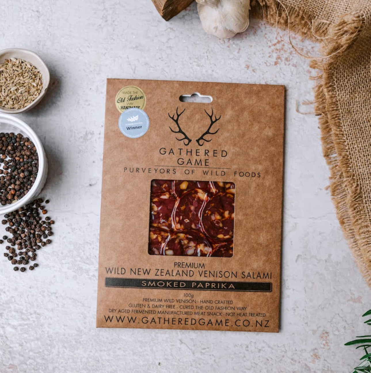 Gathered Game | Wild Venison Salami Slices