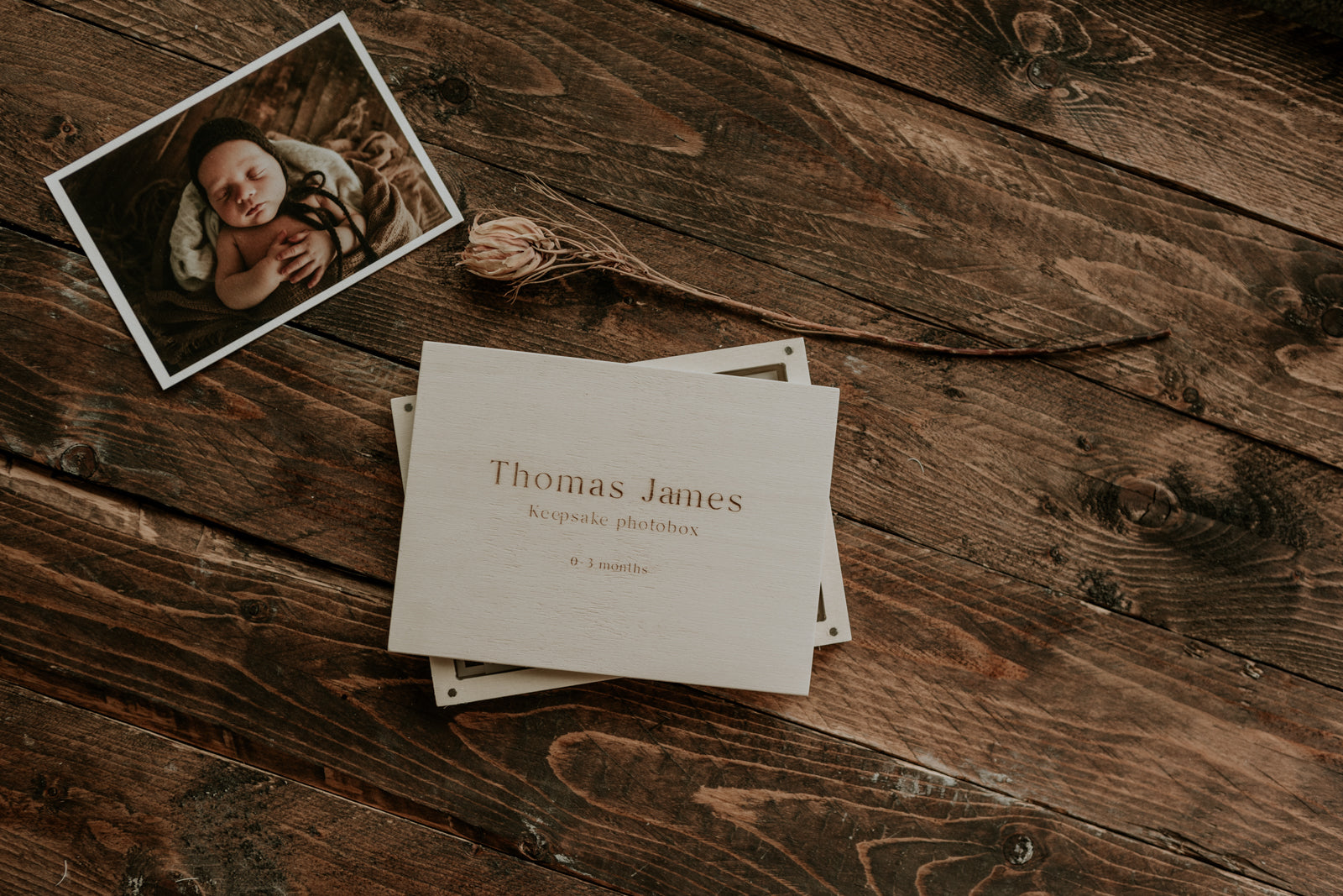 Slim Wooden Photo Box with Engraving - Bespoke Gift Boxes