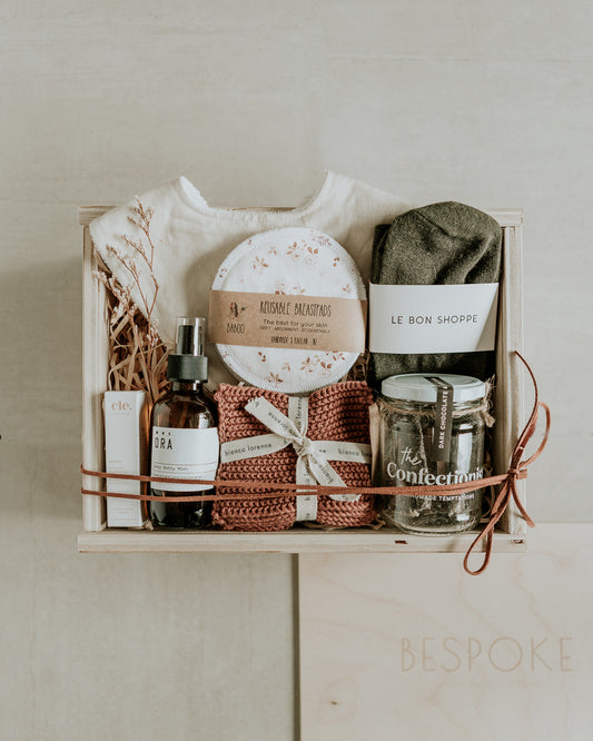 Custom Gift Boxes, ready-to-ship gift boxes, online gift boxes and hampers, NZ-made gifts, thank you gift ideas, new baby gift set, birthday gifts, personalised gift ideas