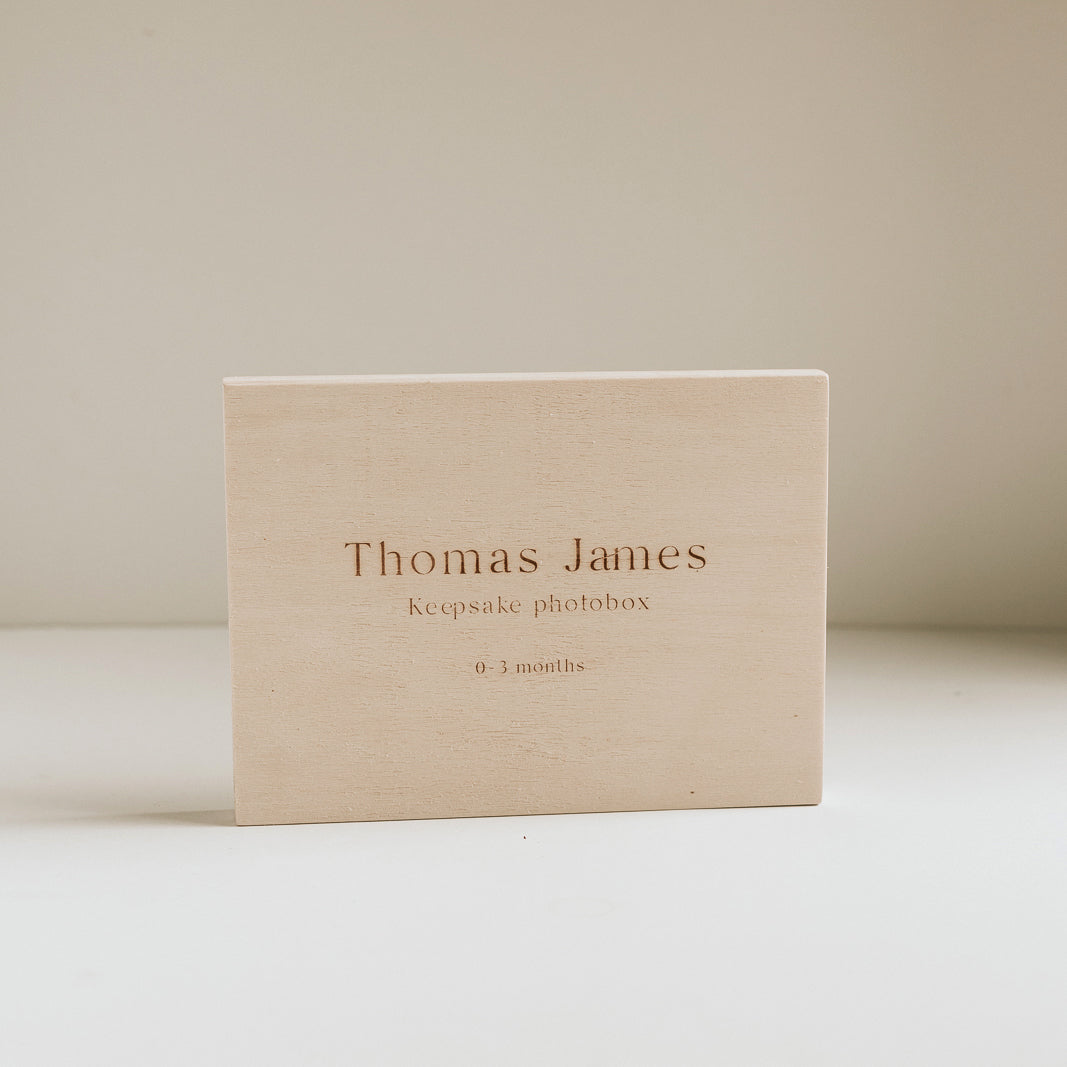 Slim Wooden Photo Box with Engraving - Bespoke Gift Boxes